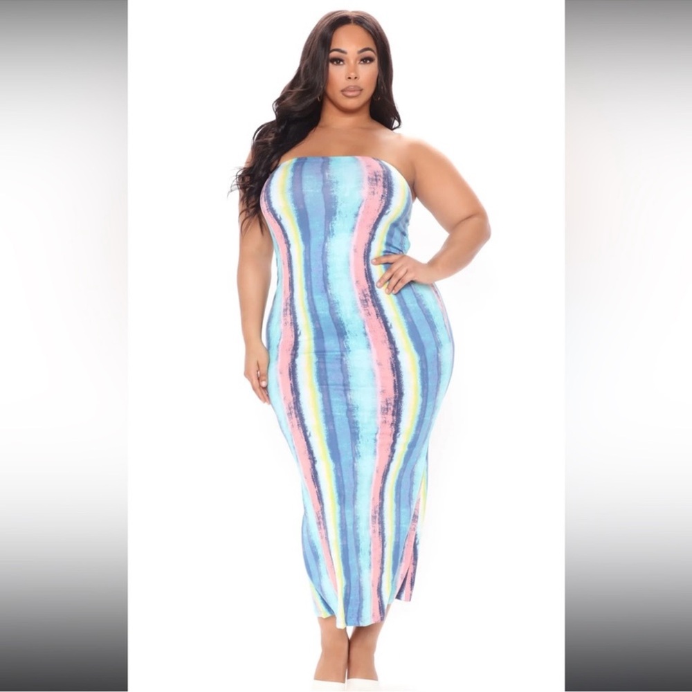 Fashion Nova Look Me Up And Down Ruched Multi Color Strapless Bodycon Dress - Picture 5 of 13